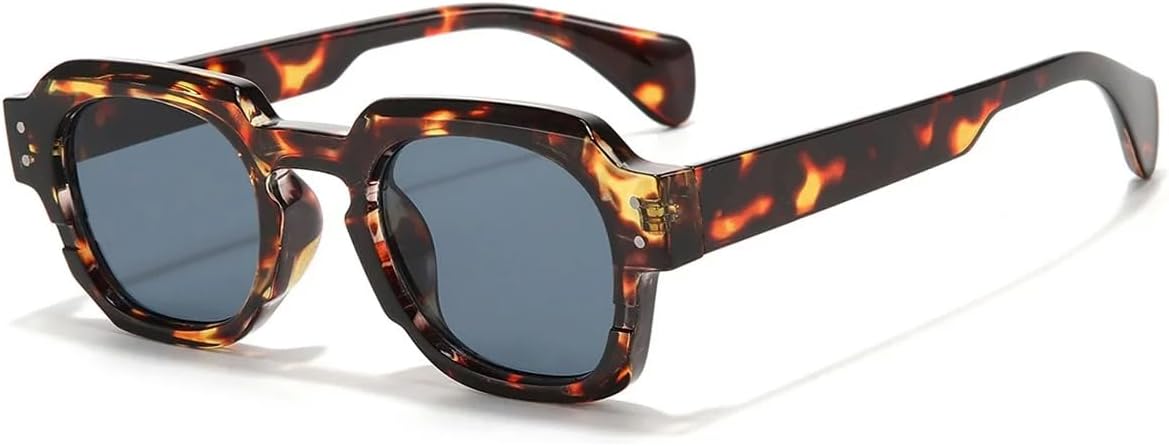 

Солнцезащитные очки для мужчин и женщин - защита UV400 - прозрачные линзы, оправа с заклепками в стиле панк, для занятий спортом на открытом воздухе и вождения DSVIGF, Leopard