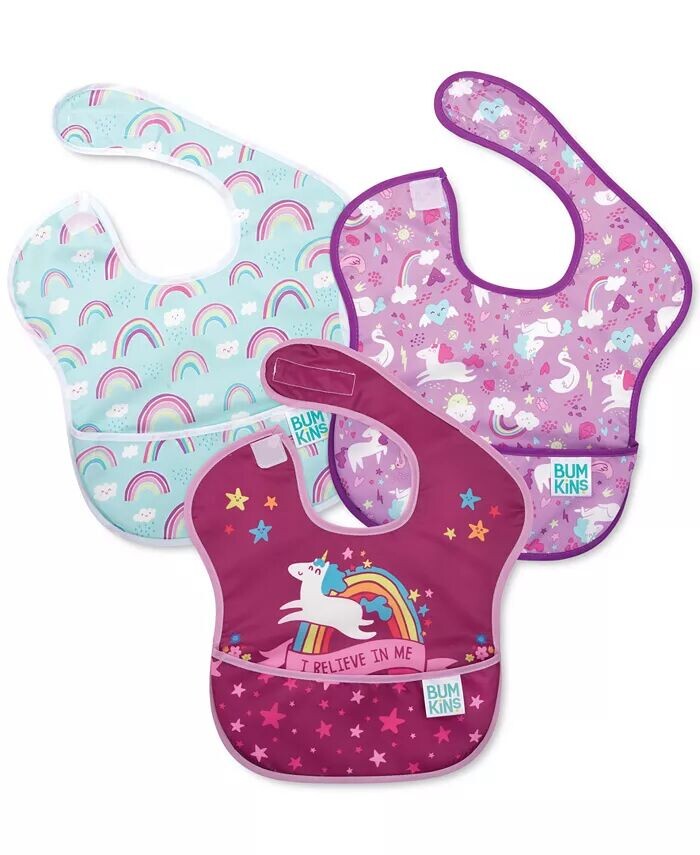 

Водонепроницаемые детские нагрудники Super Baby Girls, упаковка из 3 шт Bumkins, розовый