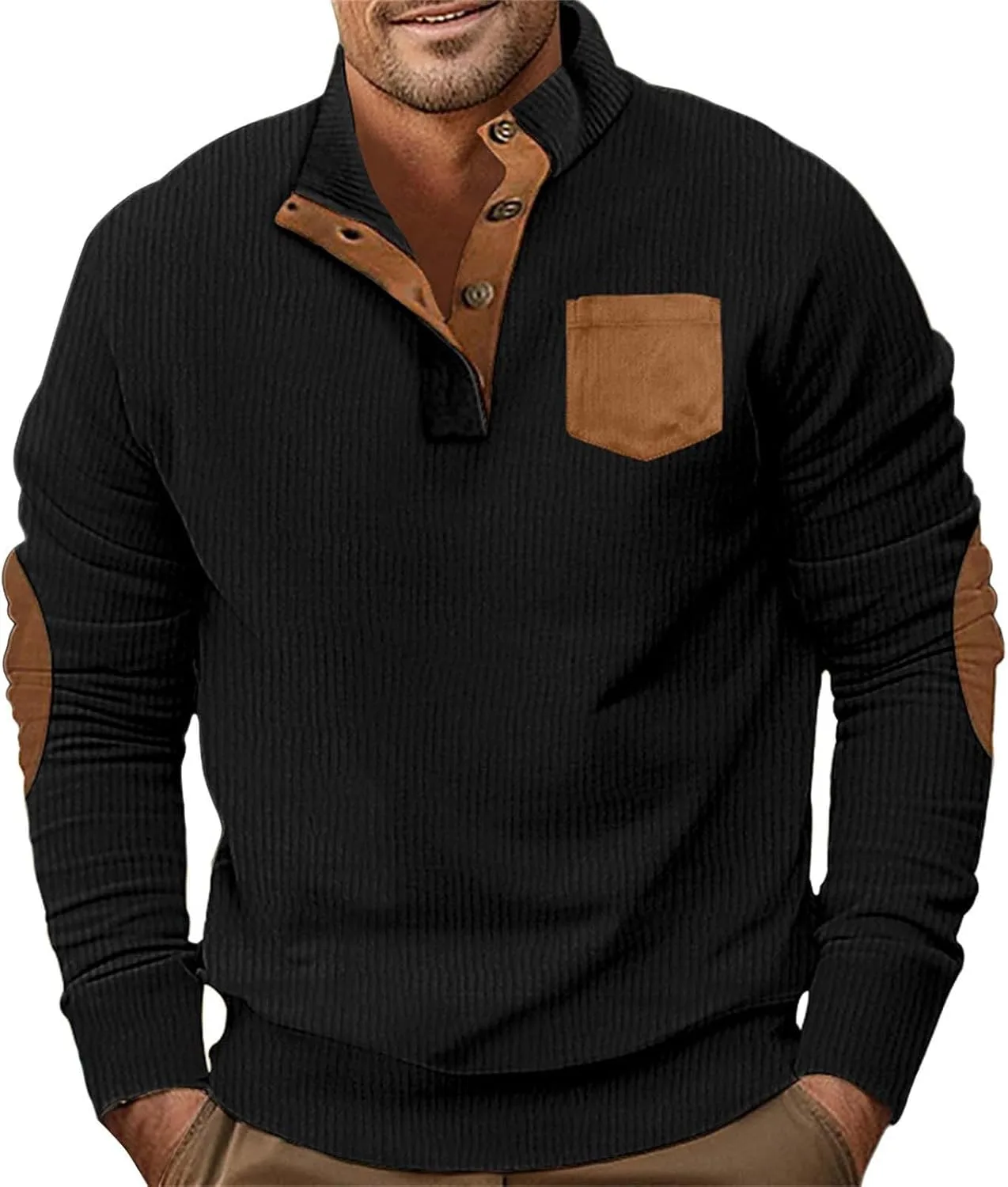 

Мужская вельветовая толстовка с лацканом и пуговицами xoxingysm