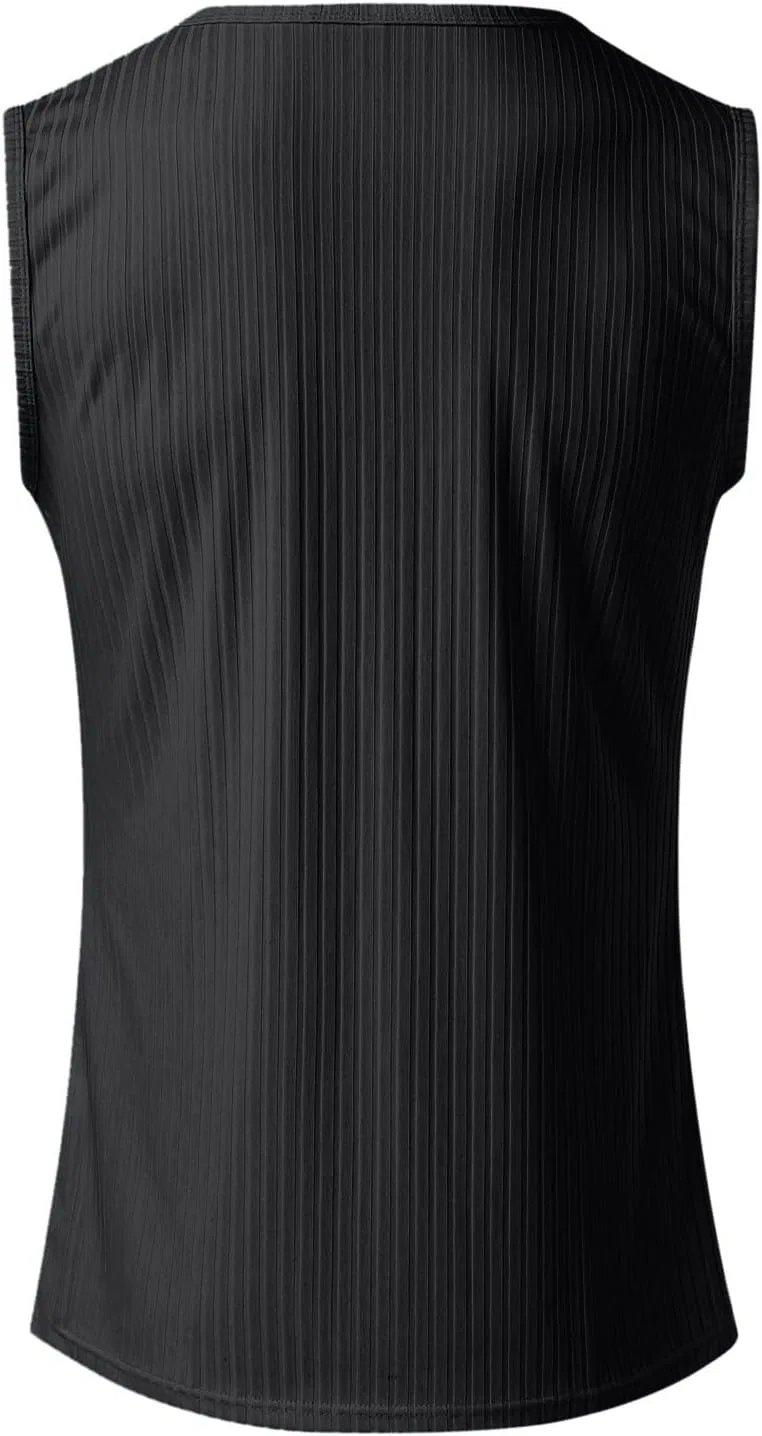 Generic Мужская спортивная майка без рукавов - летняя повседневная спортивная жилетка для активного отдыха, черный — фото 4