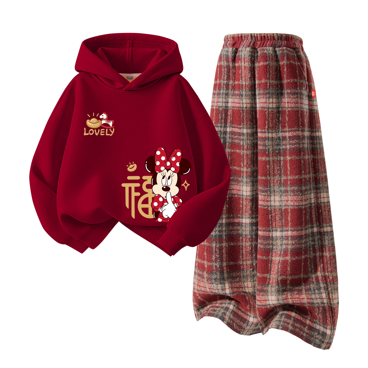 Детский танский костюм Disney, [thickened and fleece-lined]didofni_left upper бордовый+solid color красный plaid — фото 3