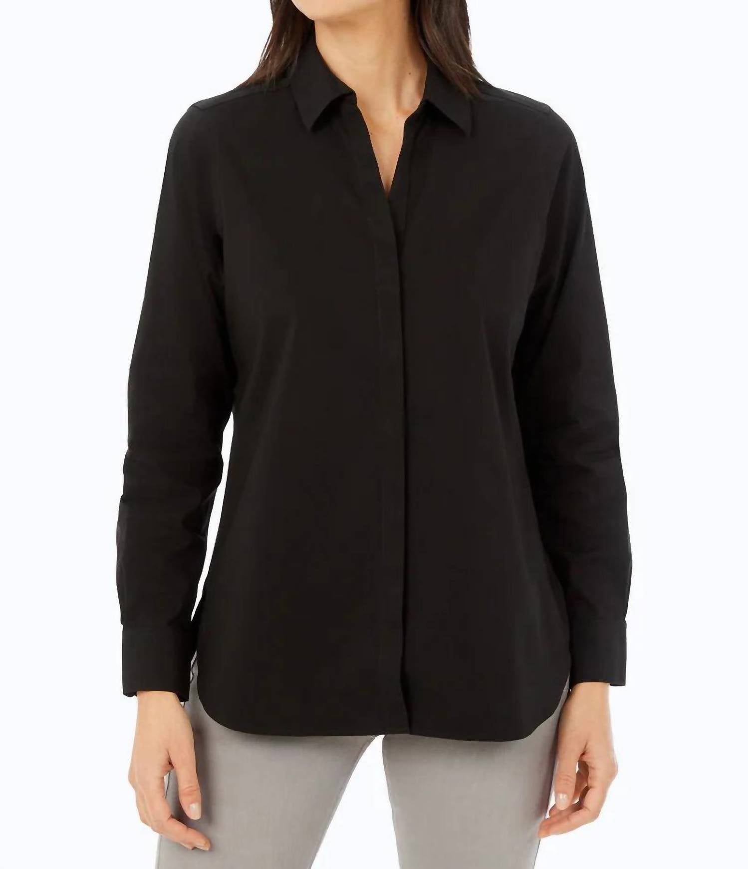 

Рубашка Кайли No Iron Stretch с длинными рукавами черного цвета Foxcroft