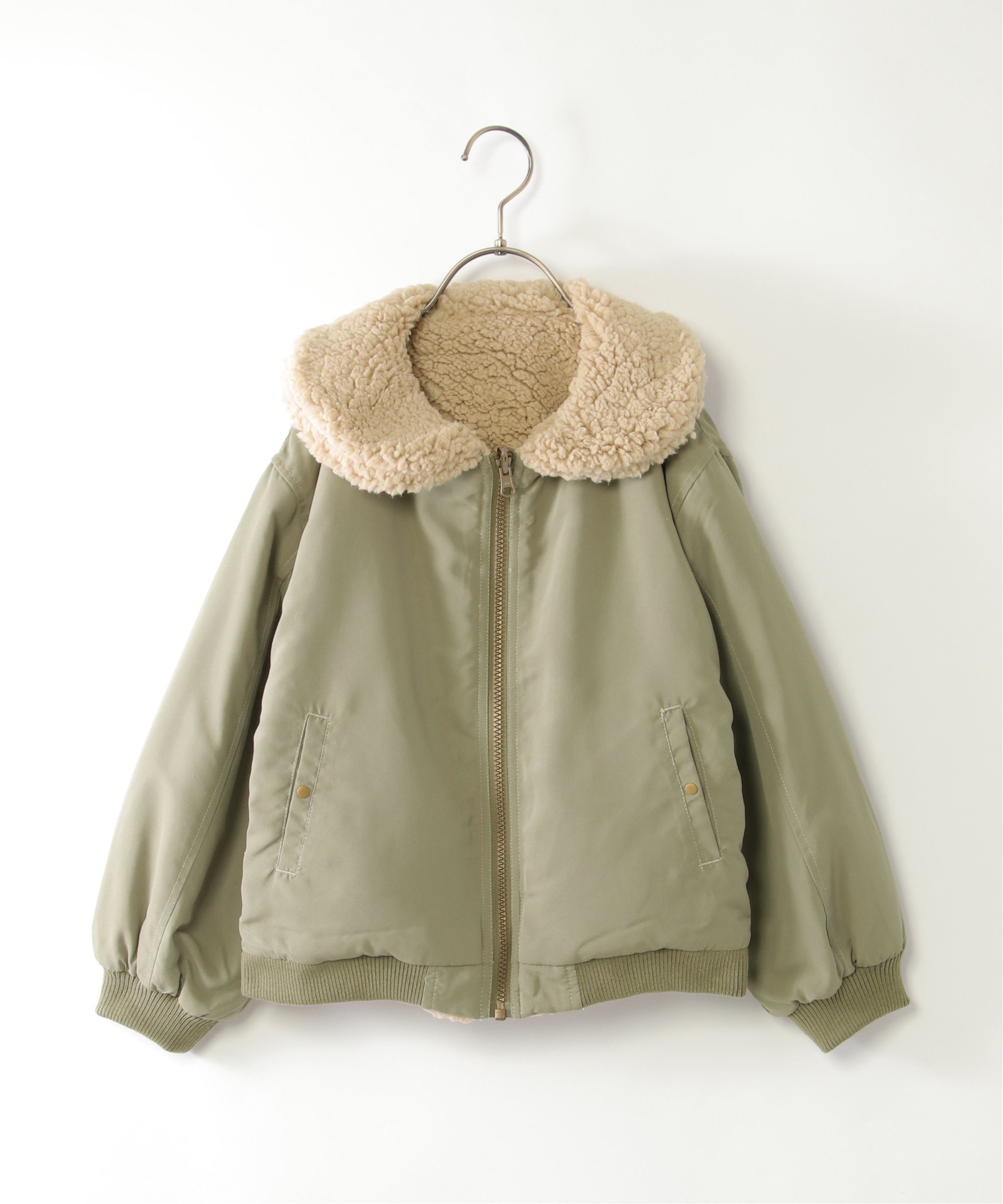 Куртка Двусторонний блузон-боа (110~160см) Ikka, olive