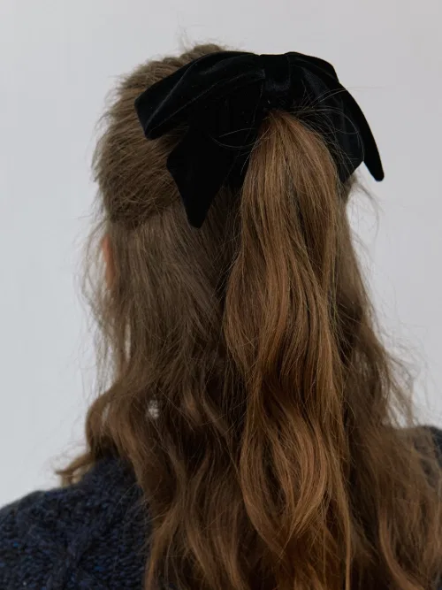 Резинка для волос классическая velvet logo ribbon - KINDABABY - черный