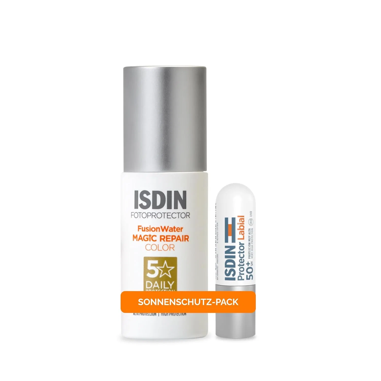 Набор солнцезащитного крема для лица «Fusion Water Repair Color SPF 50» и помады SPF 50 от ISDIN Isdin