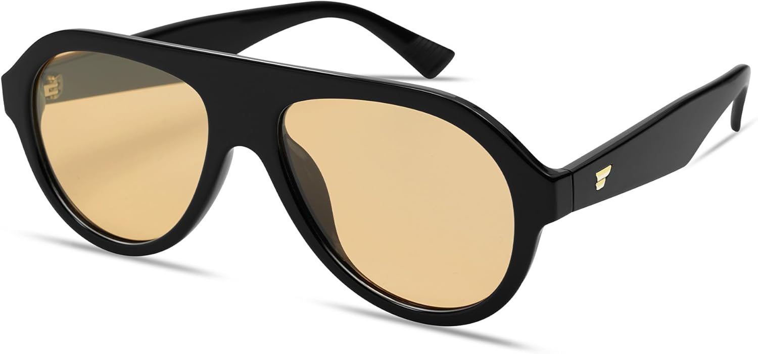 

Солнцезащитные очки-авиаторы VANLINKER в стиле ретро для мужчин и женщин, модные, в винтажном стиле 70-х, с пластиковой оправой, модель VL9750, C2-polarized Yellow Lens/ Black Frame