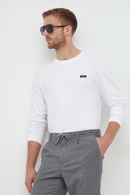

Хлопковый топ с длинными рукавами Calvin Klein, белый