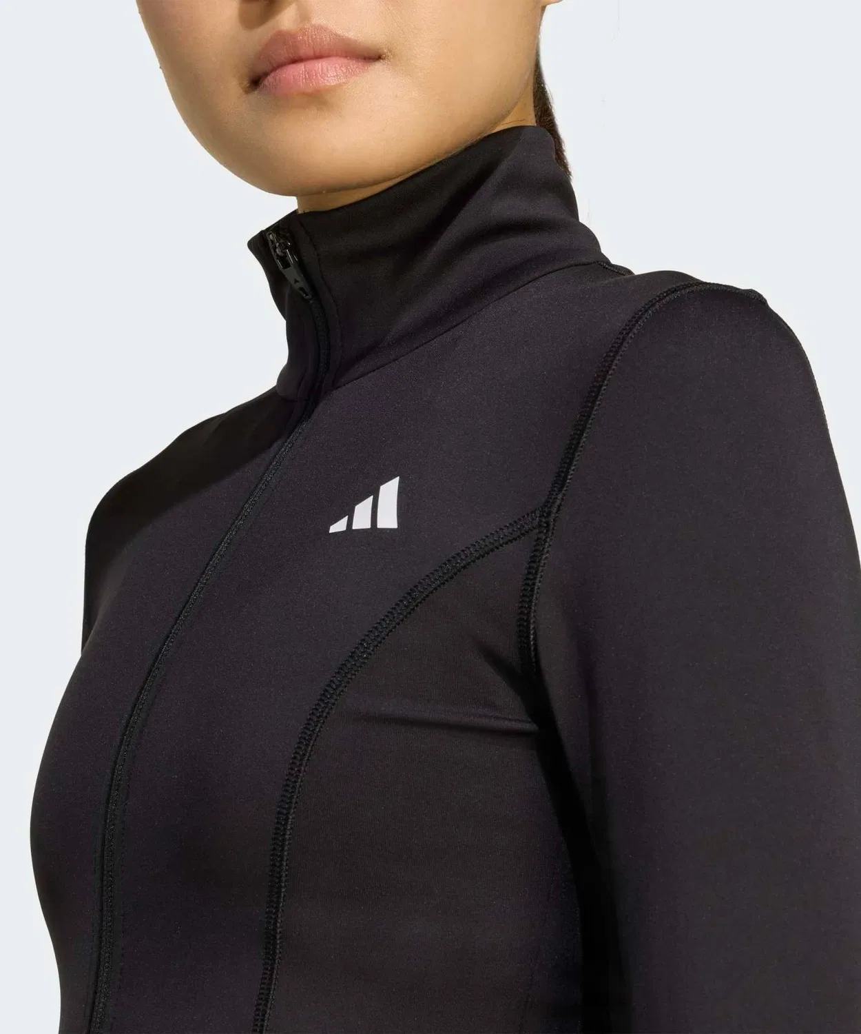 Трек-куртка adidas Optime Essentials с полной застёжкой-молнией, Climacool, чёрная — фото 3
