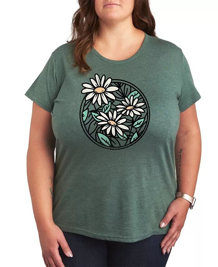 

Футболка больших размеров с рисунком Wildflower Circle Hybrid Apparel, зеленый