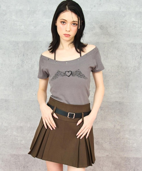 

Футболка с бретелькой через шею и принтом в виде крыльев ANAP, темно-серый