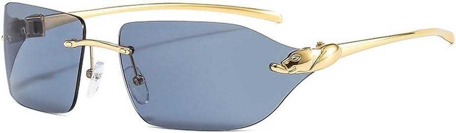 

Винтажные уникальные солнцезащитные очки с принтом гепарда для женщин, без оправы, с прозрачными линзами, как у океанских птиц, мужские солнцезащитные очки с защитой от УФ-излучения UV400 SKFGNX, Golden Gray