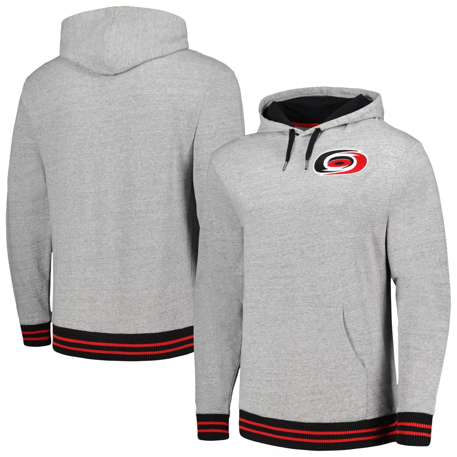 

Мужской Mitchell & Ness Heather Grey Carolina Hurricanes Классический пуловер с капюшоном из французской терри