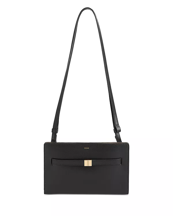 

Кожаная сумка через плечо с ремнем Toteme, черный