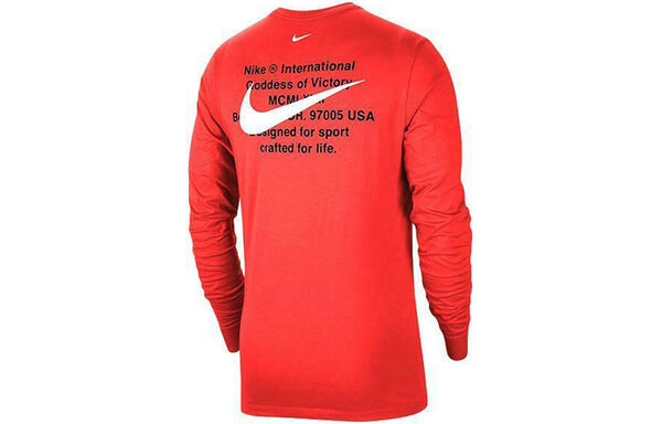 Футболка sportswear swoosh ls tee round neck long sleeves us edition red Nike, красный — фото 2