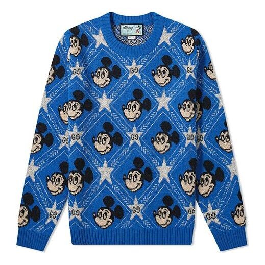 

Свитер x disney mickey mouse pattern crewneck sweater for men blue Gucci, синий