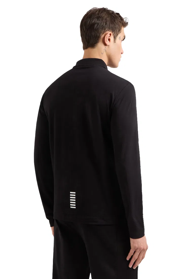 Мужское поло с длинным рукавом, черное, модель 8NPF15 PJVQZ Emporio Armani — фото 4