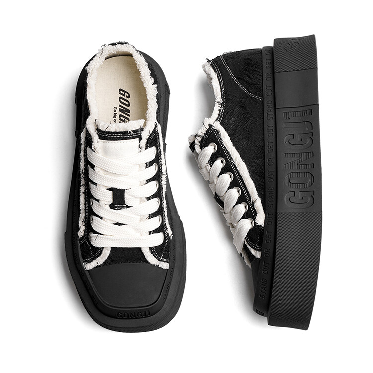 Кроссовки GONGJI Skateboarding Shoes Women's Low-top Black, цвет Dark night — фото 4