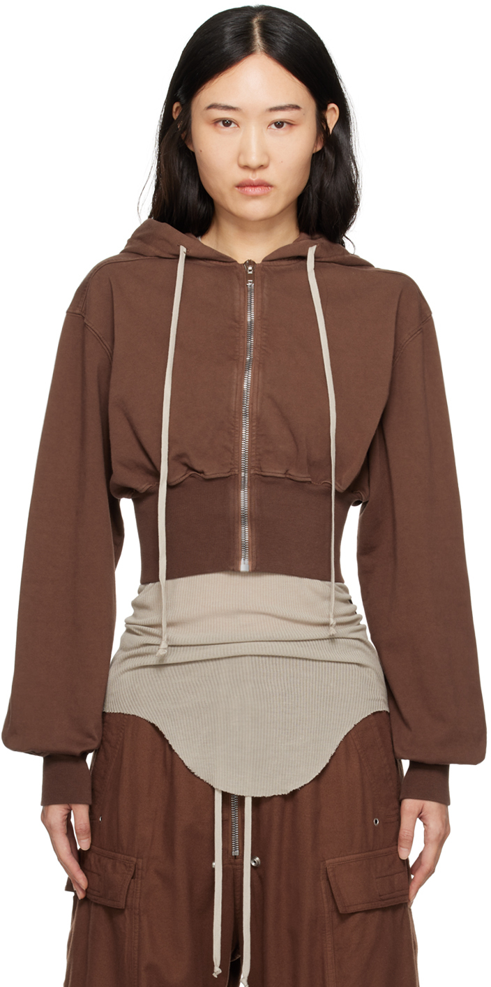 

Коричневая толстовка с капюшоном Porterville Tatlin на молнии Rick Owens DRKSHDW