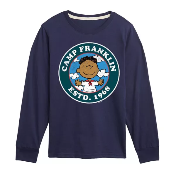 

Футболка с длинным рукавом и принтом «Peanuts Camp Franklin» для мальчиков 8–20 лет Licensed Character, синий