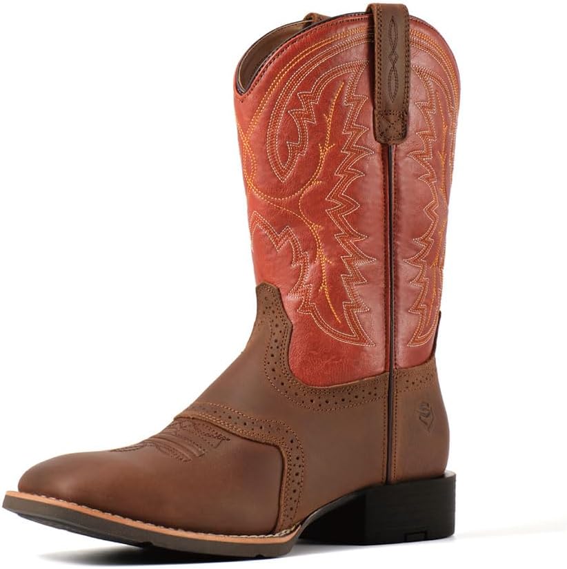 

Западные сапоги для мужчин - Мужские ковбойские сапоги с квадратным носком, маслостойкие/противоскользящие, прочные модные классические сапоги на 25 см, на мягком носке для работы Sureway, Sorrel Crunch