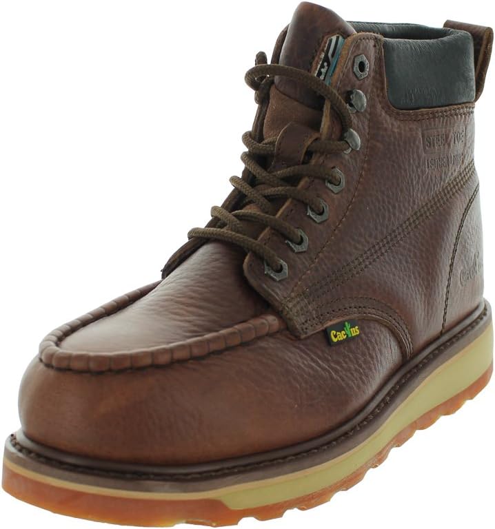 

Ботинки Cactus Men’s 627MS с 15 см верхом, стальным носком, мокасиновой моделью, высокой гибкостью, подошвой из полиуретана и резины с двухслойной конструкцией, стальной носок Cactus Work Boots, темно-коричневый