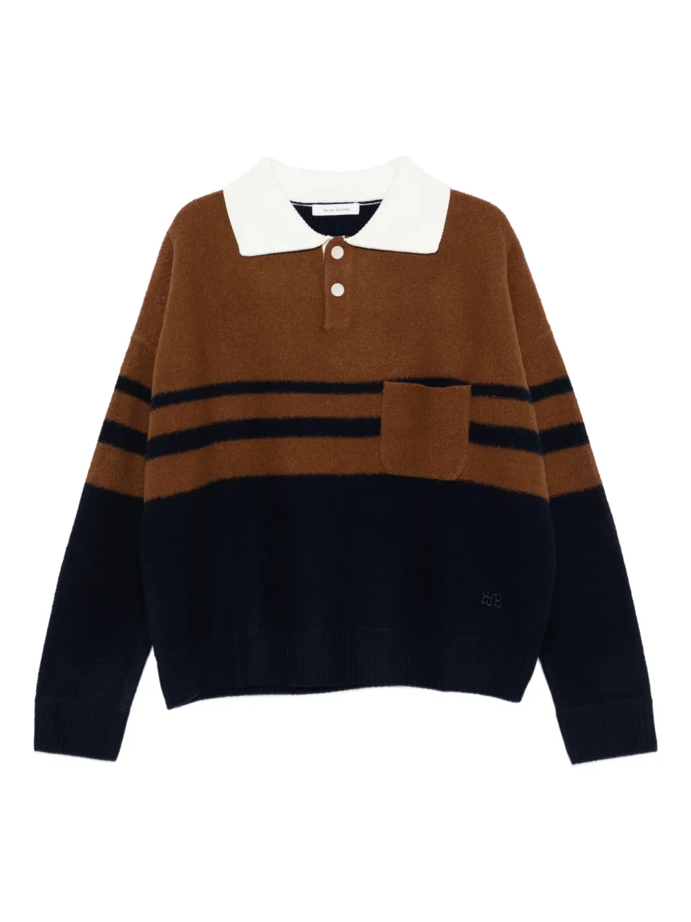 

Полосатый свитер с воротником поло Wales Bonner, коричневый