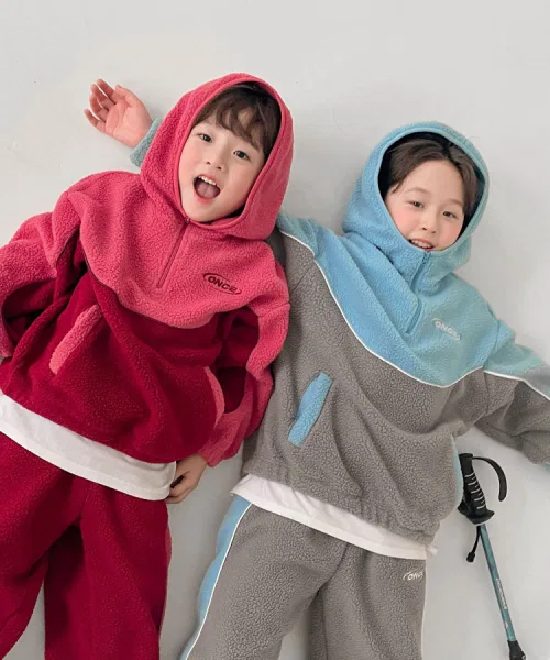 Детский спортивный костюм Icon Block Fleece из полиэстера, оверсайз, розовый — фото 3