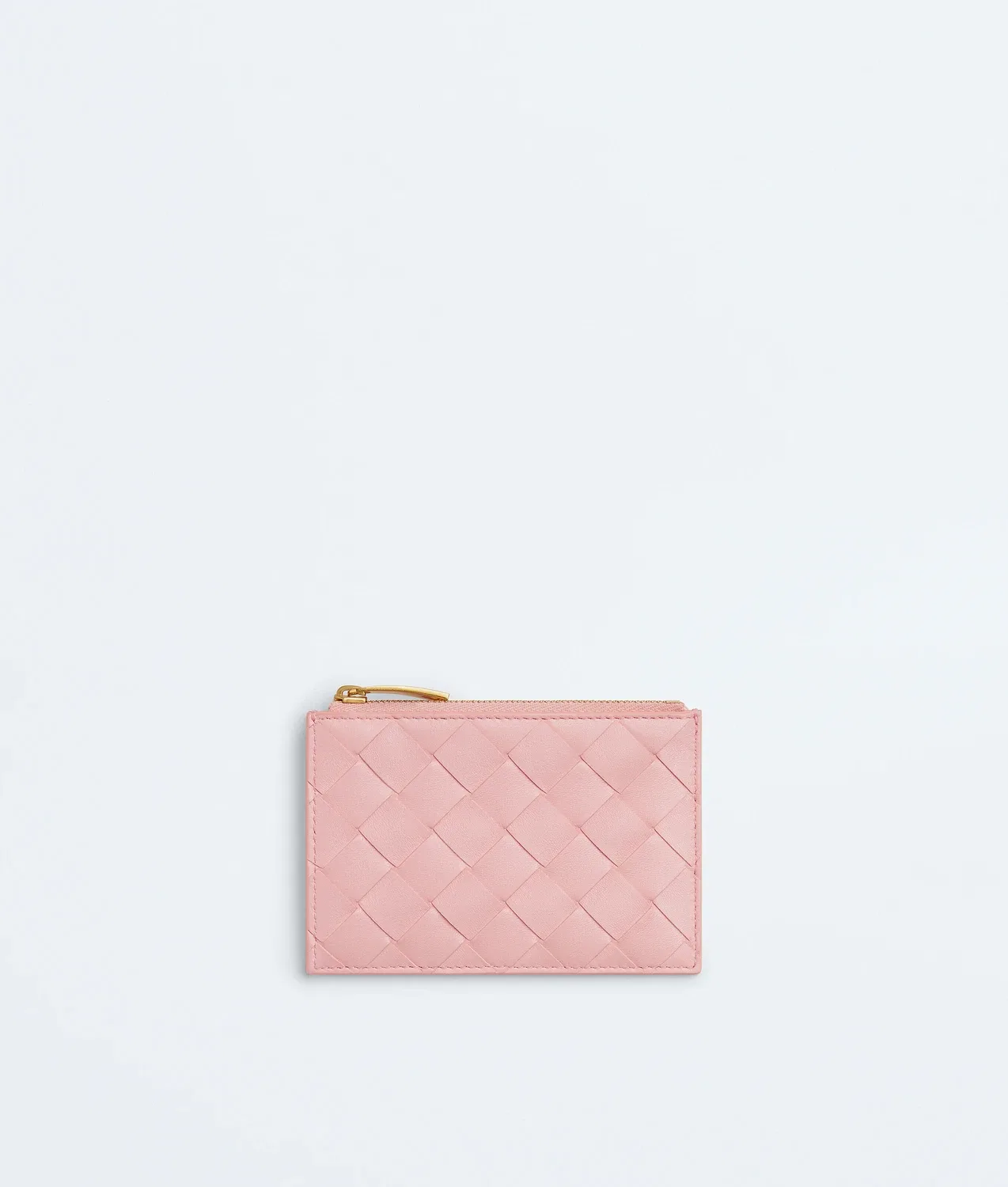 Плетеный кардхолдер на молнии BOTTEGA VENETA, розовый