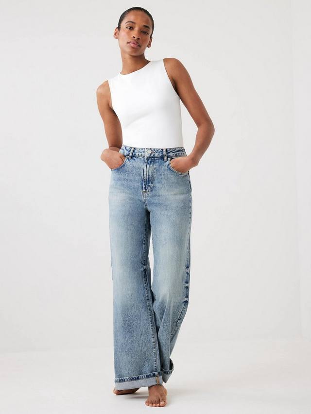 

Комфортные стрейч джинсы с высокой посадкой и широкими штанинами Mint Velvet, Mid Indigo