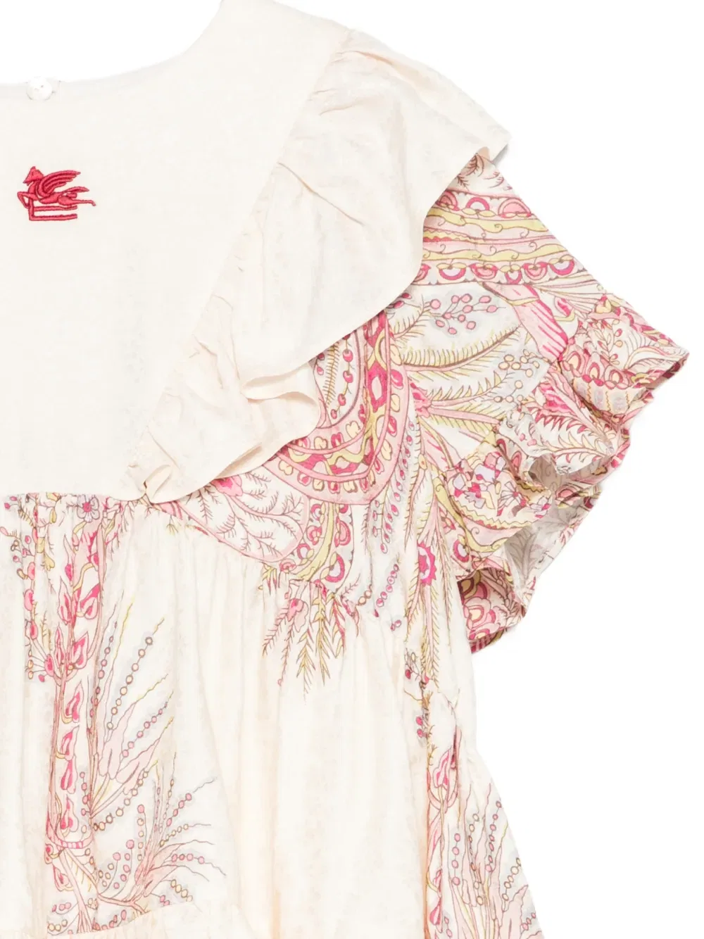 Блузка с оборками и узором пейсли Etro Kids, нейтральный — фото 3