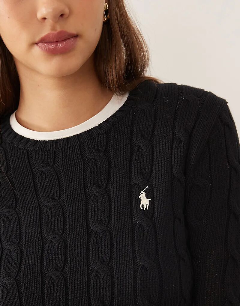 Джемпер Polo Ralph Lauren Julianna icon с хлопковым плетением и логотипом цвета поло черного цвета — фото 3