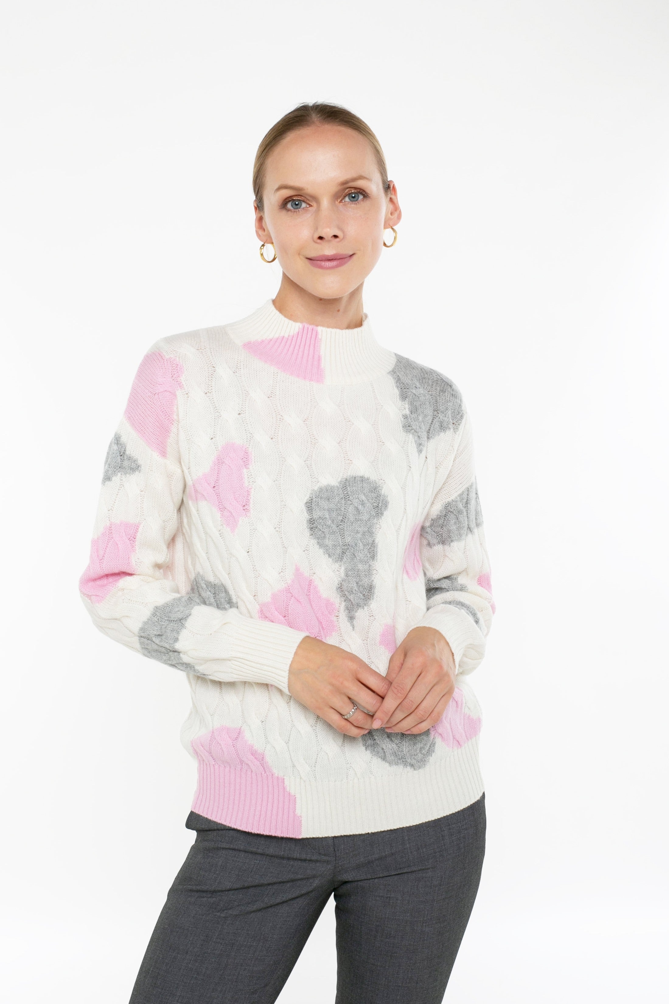 

Свитер с длинными рукавами и узором из смеси кашемира InCashmere, whisper white combo