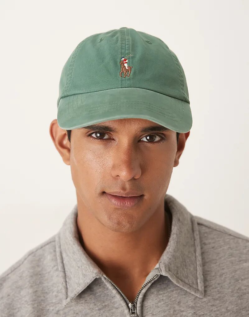 

Бейсболка Polo Ralph Lauren из эластичного твила с логотипом темно-зеленого цвета