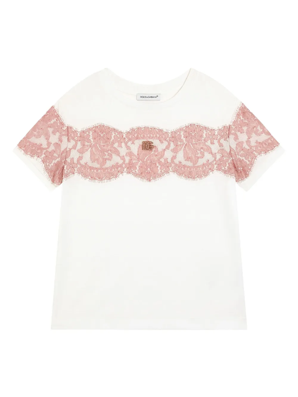 

Кружевная футболка Dolce & Gabbana Kids, белый
