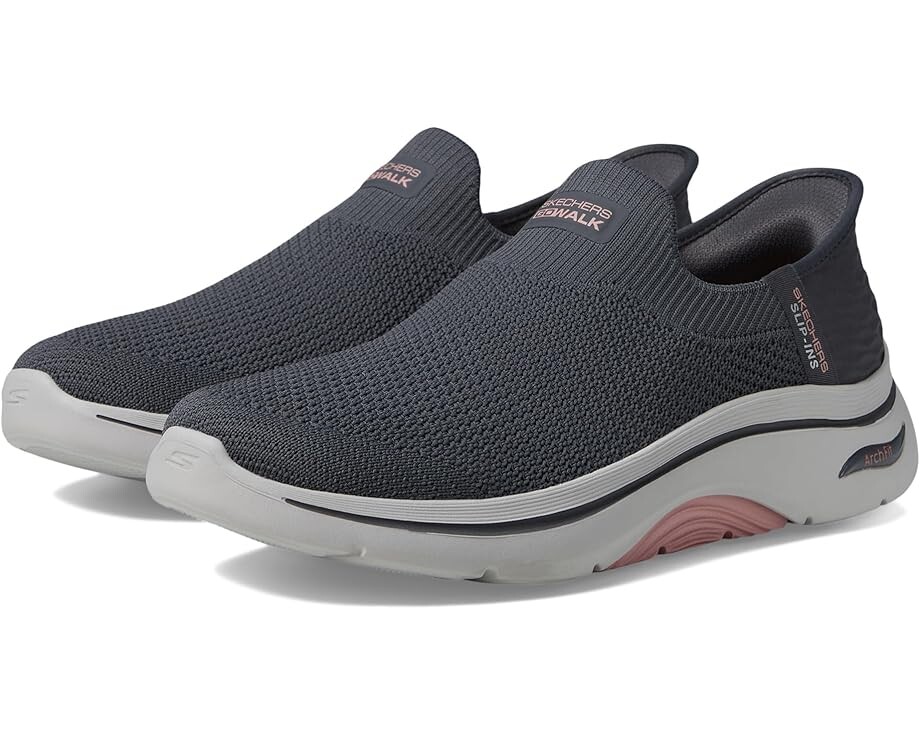 Кроссовки SKECHERS Go Walk Arch Fit 2.0 Val Hands Free Slip-Ins, цвет Charcoal/Pink
