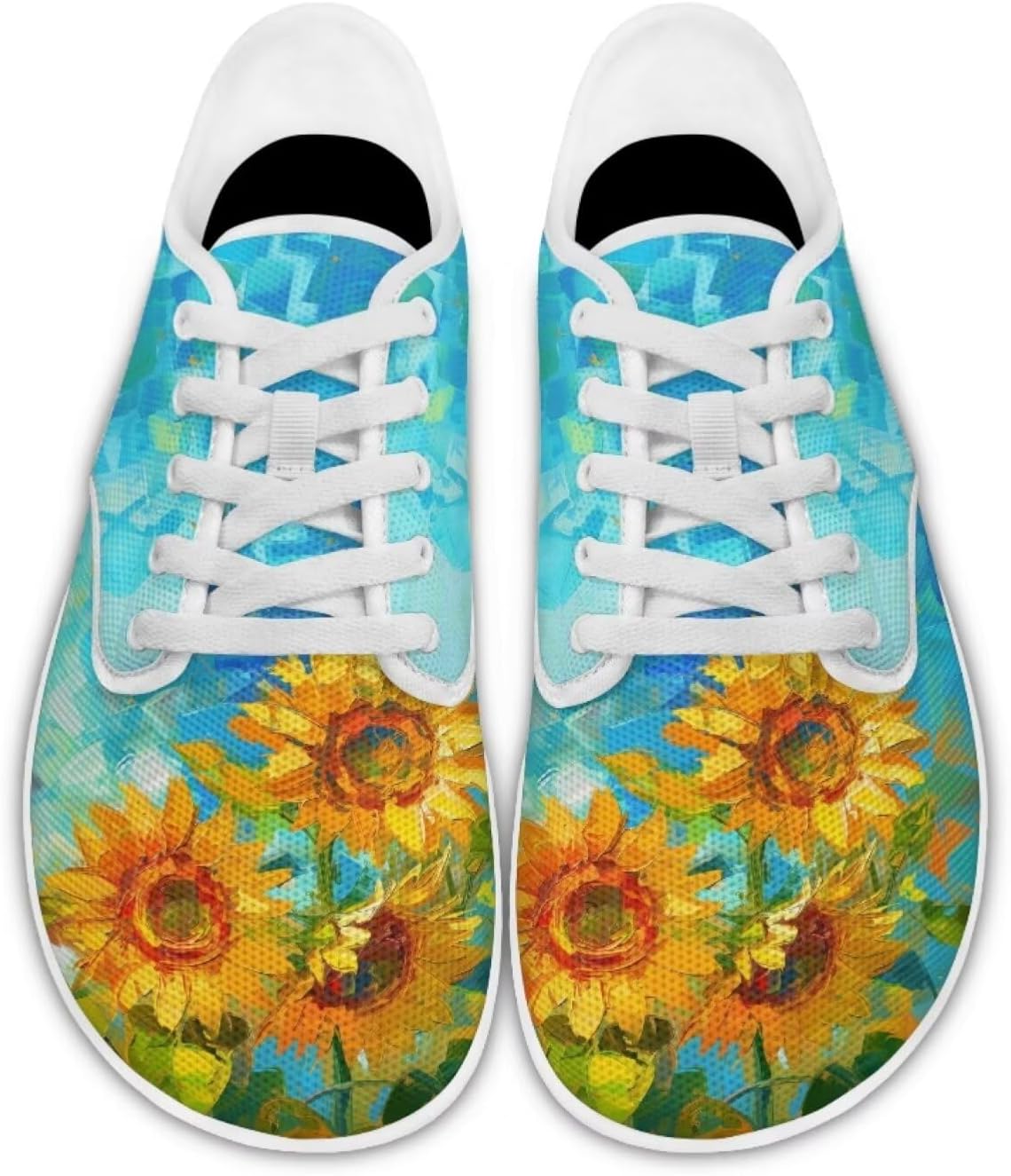 

Кроссовки для ходьбы Forchrinse Capybara and Flower для женщин и подростков, минималистичные повседневные прогулочные туфли на шнуровке из сетчатого материала, Sunflower Painting