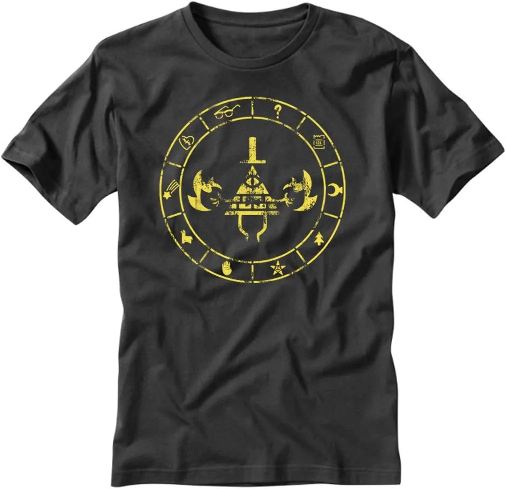 Generic Футболка Gravity Falls Bill Cipher, черная, молодежная, с коротким рукавом и круглым вырезом, хлопковая, с принтом логотипа