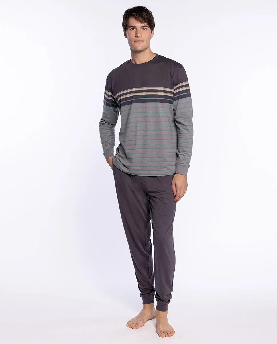 

Мужская длинная пижама трикотажная Punto Blanco, серый