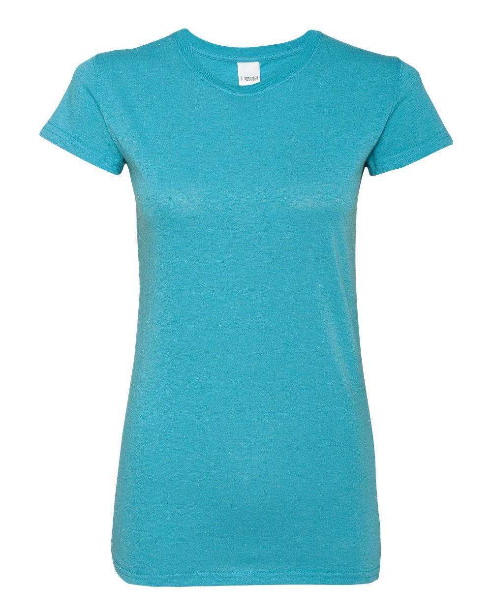 

Женская футболка с блестками J. America, цвет maui blue/ silver