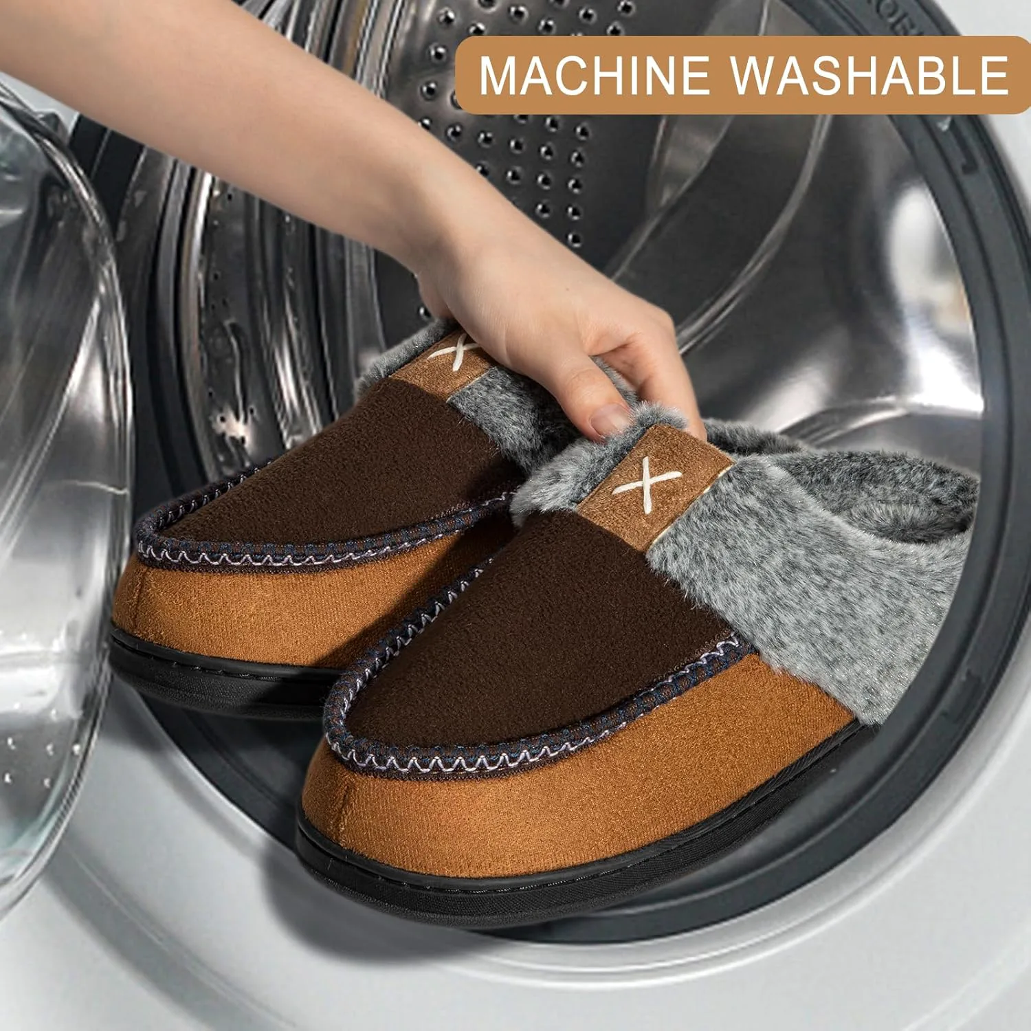 

Мужские тапочки Homitem Moccasins с эффектом памяти, пушистые тапочки для мужчин, с шерстяной подкладкой, для дома, улицы, с противоскользящей резиновой подошвой, для дома и спальни, серый