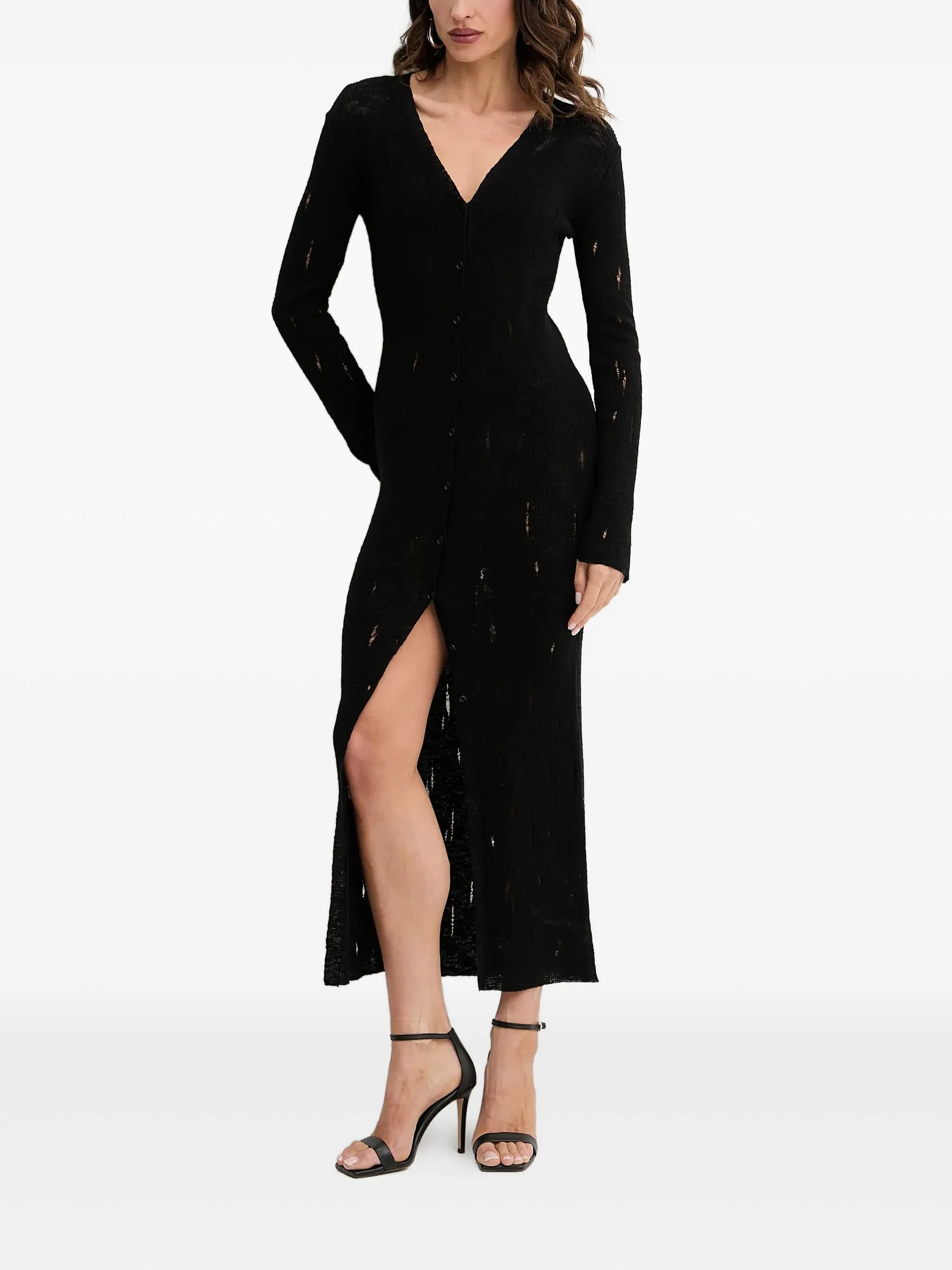 

Трикотажное платье макси на пуговицах Pinko, черный