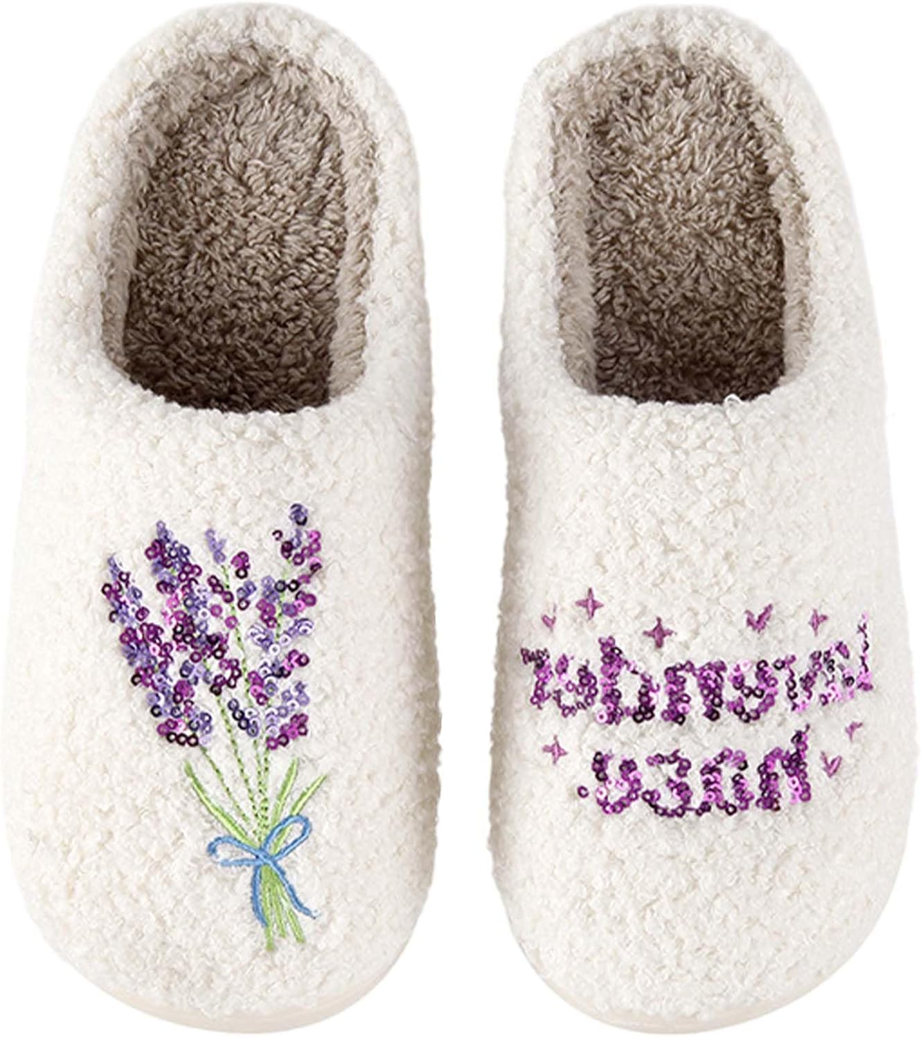 

Забавные сланцы QBTZJ на Хэллоуин для женщин и мужчин, милые плюшевые теплые удобные легкие тапочки для пар, Lavender