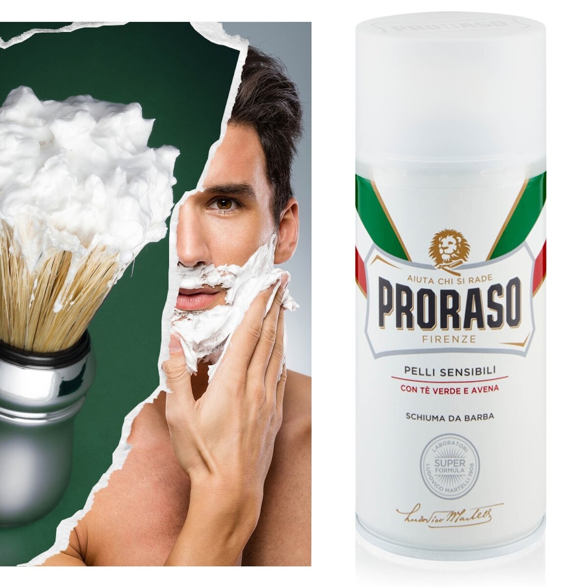 

Proraso, Пена для бритья для чувствительной кожи с алоэ и зеленым чаем, 300мл