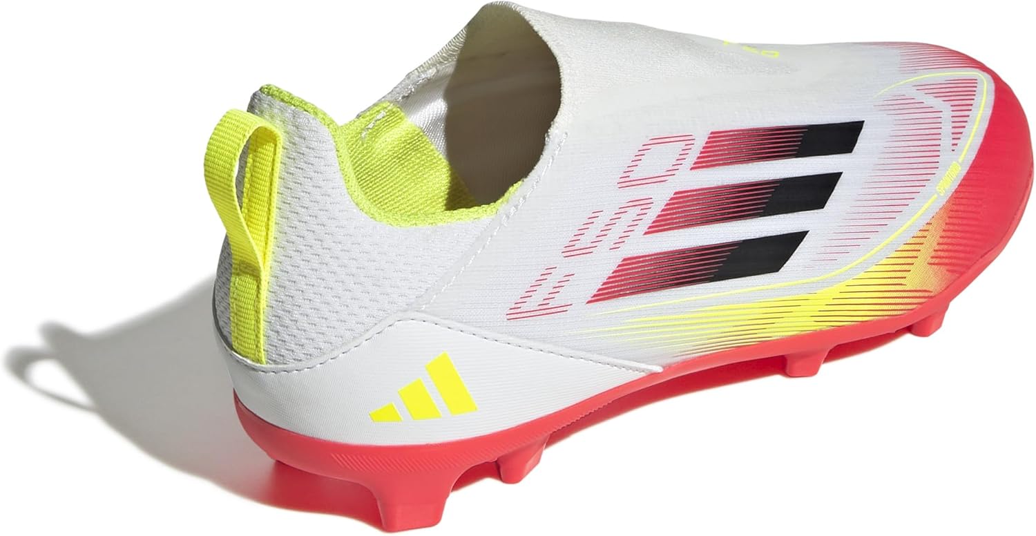 Детские кроссовки Adidas F50 League без шнурков для твердых/универсальных покрытий (унисекс), белый/черный/желтый — фото 3