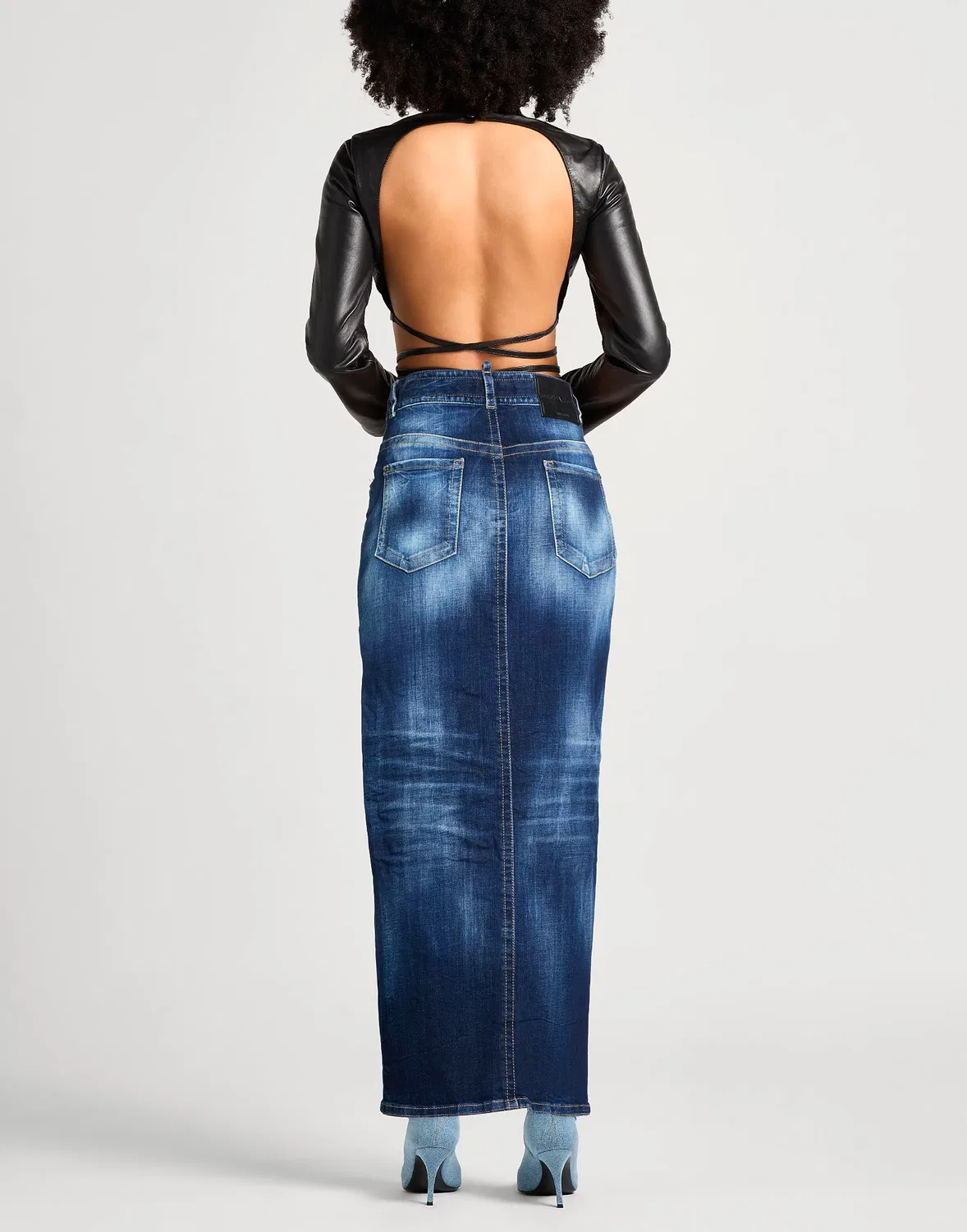 Юбка-карандаш джинсовая DSQUARED2 синяя — фото 3