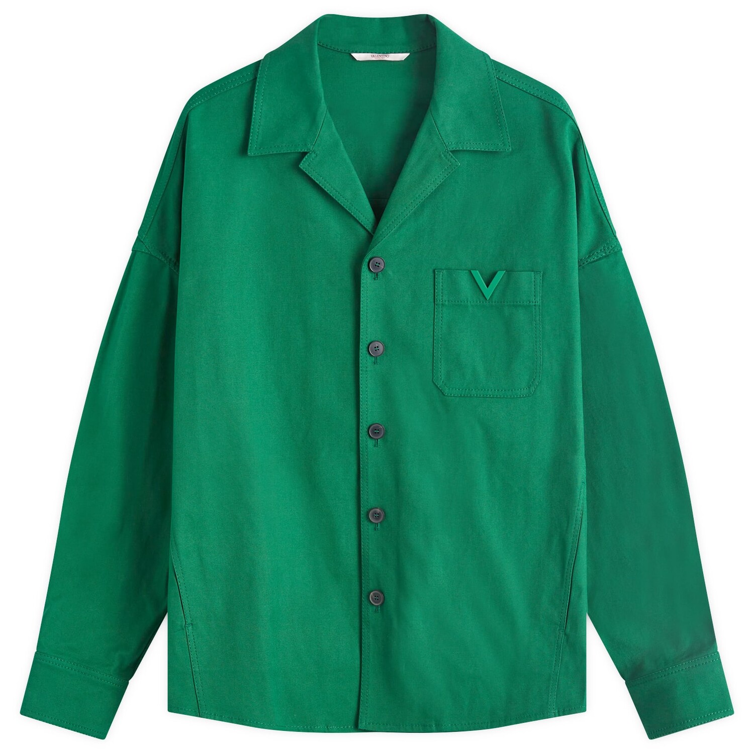 

Рубашка с коротким рукавом Valentino V Detail Long Sleeve Open Collar Shirt, цвет Basil Green
