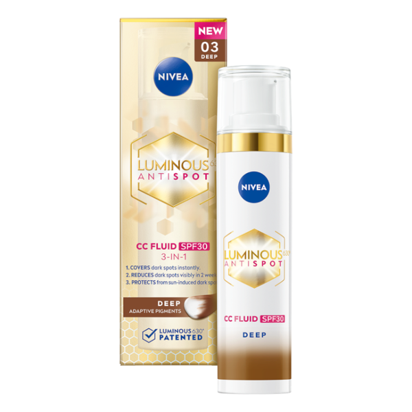 

CC крем для лица с spf30 03 deep, 40 мл Nivea Cellular luminous, цвет 03 deep