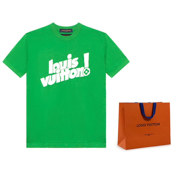 Новые квартальные продукты LV T-shirt Men Louis Vuitton, зеленый — фото 4
