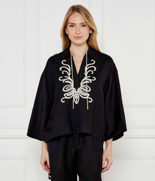 

Рубашка льняная Twinset U&B Relaxed Fit, черный