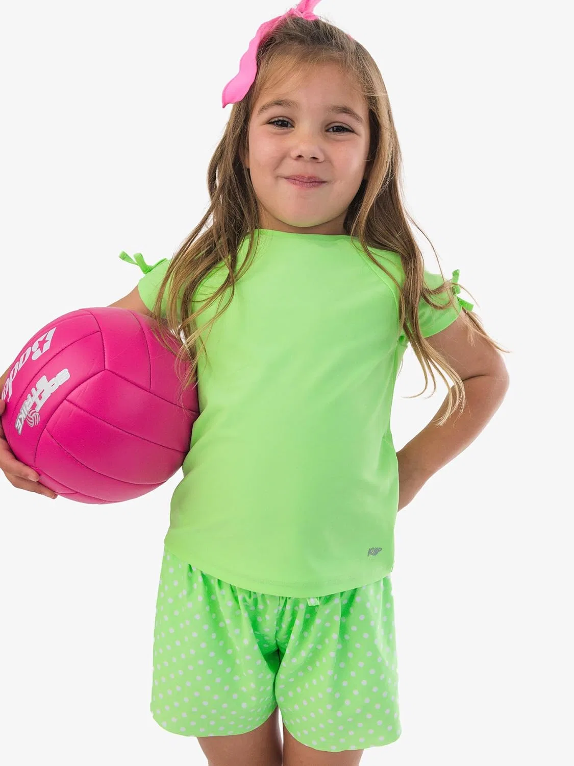 Шорты для девочек Butterfly Flowy, RuffleButts, Neon Honeydew Polka Dot — фото 2